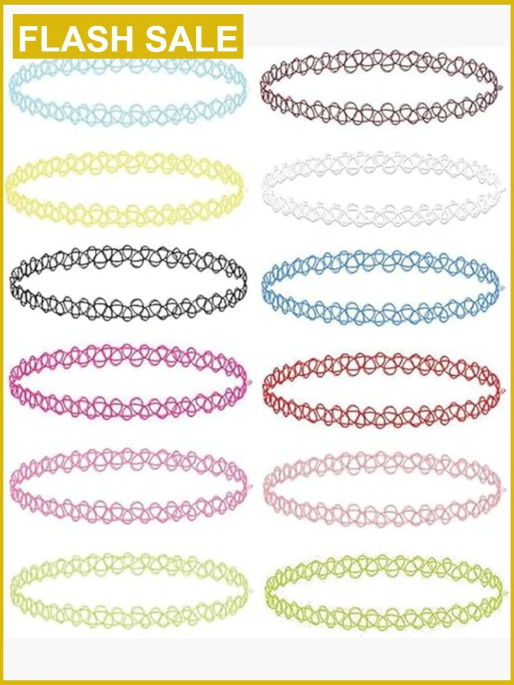 12PC Tattoo Choker Necklace Set Stretchy Y2K 90s Retro Adjustable Layering